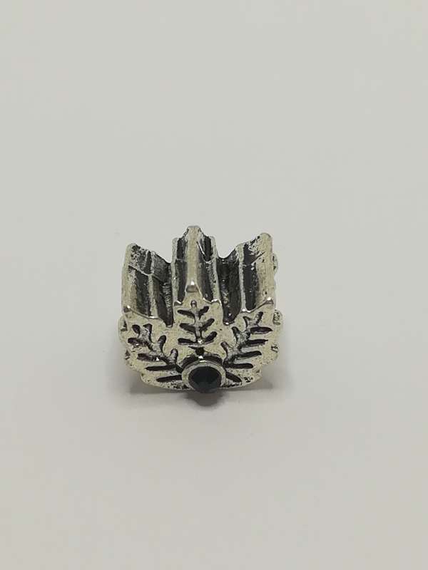 Bead Fitting Pandora 'Silver', Three Leaf (Black Gemstone), Spacer
