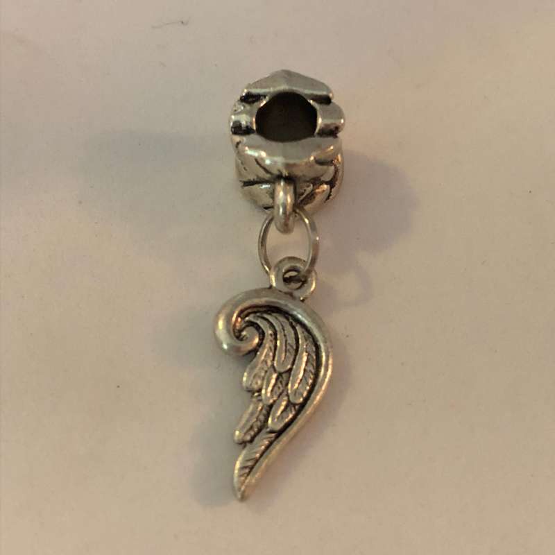 Bead Fitting Pandora 'Silver', Angel Wing, Dangle