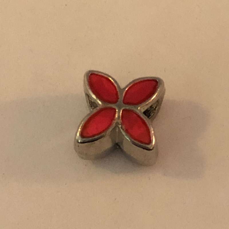 Bead Fitting Pandora 'Silver', Flower (Pink/Apricot Enamel), Spacer