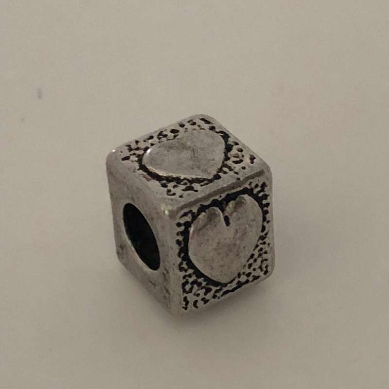 Bead Fitting Pandora 'Silver', Cube Heart, Spacer