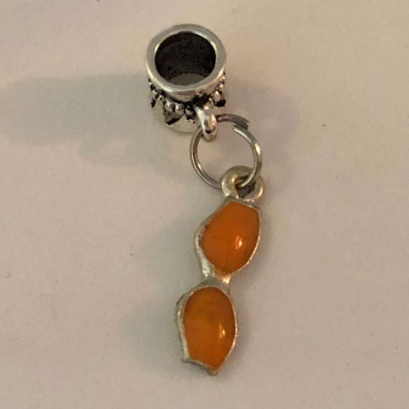 Bead Fitting Pandora 'Silver', Sunglasses (Orange), Enamel, Dangle