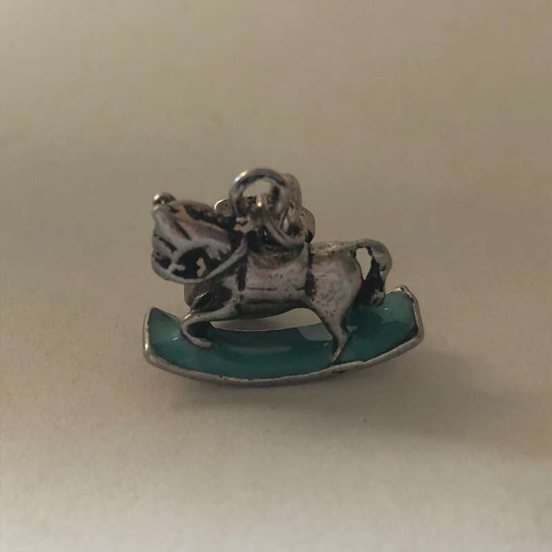 Bead Fitting Pandora Turquoise Enamel & 'Silver' Rocking Horse, Dangle