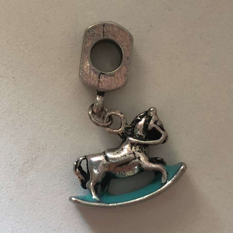 Bead Fitting Pandora Turquoise Enamel & 'Silver' Rocking Horse, Dangle