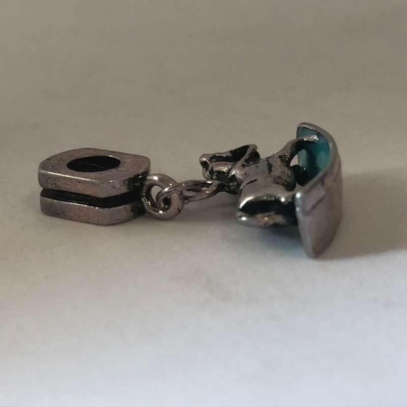 Bead Fitting Pandora Turquoise Enamel & 'Silver' Rocking Horse, Dangle
