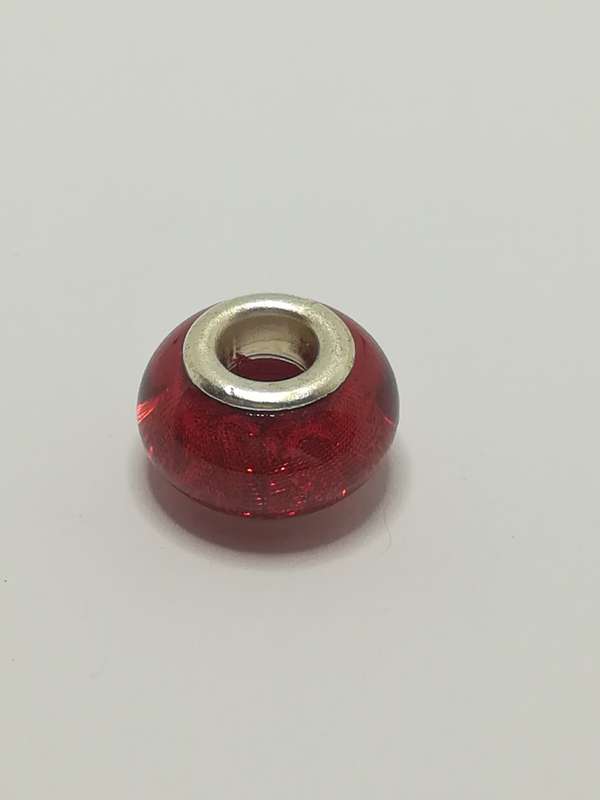Bead Fitting Pandora Murano-Type Red Glitter/Metallic