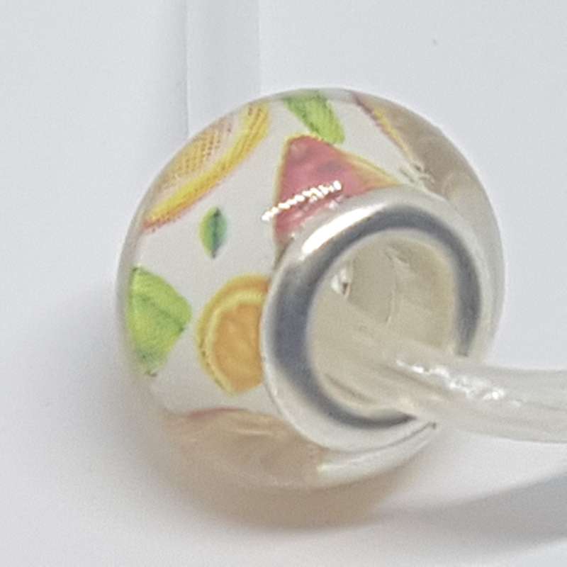 Bead Fitting Pandora Murano-Type Lemon & Watermelon Fruit Design