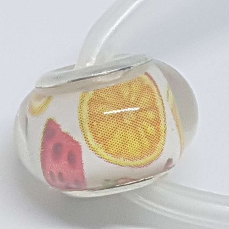 Bead Fitting Pandora Murano-Type Lemon & Watermelon Fruit Design