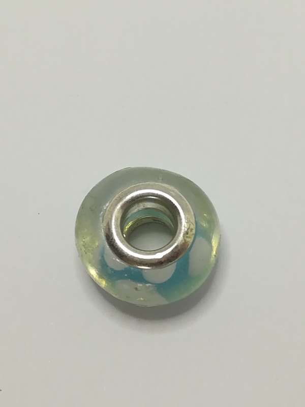 Bead Fitting Pandora Murano-Type Glass Light Blue White Clouds