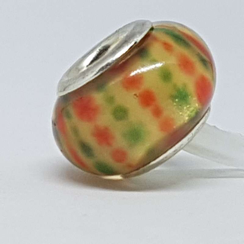 Bead Fitting Pandora Murano-Type Glass Clear Abstract Christmas Design