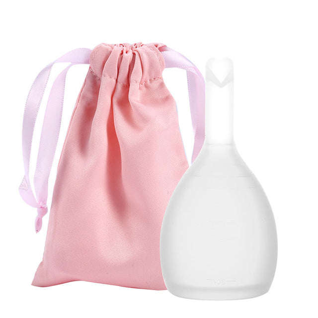Medical Grade Silicone Menstrual Cup for Women Drain Valve & Silk Bag (Small)