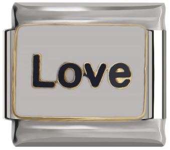 Italian Charm 'Silver' White Enamel 'Love' Fits Nomination Bracelet
