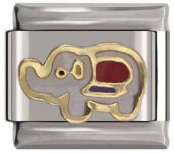 Italian Charm 'Silver' Elephant Enamel Fits Nomination Bracelet