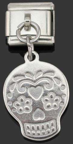 Italian Charm Happy Skull Face Dangle 'Silver' (Fits Nomination Bracelet)