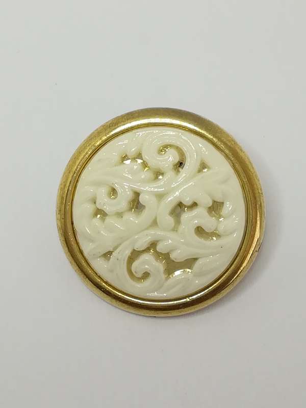 Round Shank Button (Ivory Design with 'Gold' Trim)