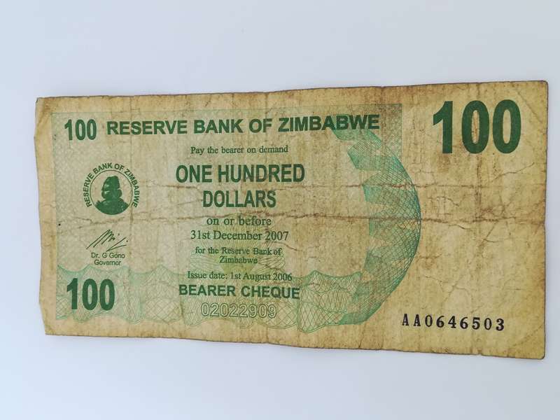 100 Zimbabwean Dollar Bank Note