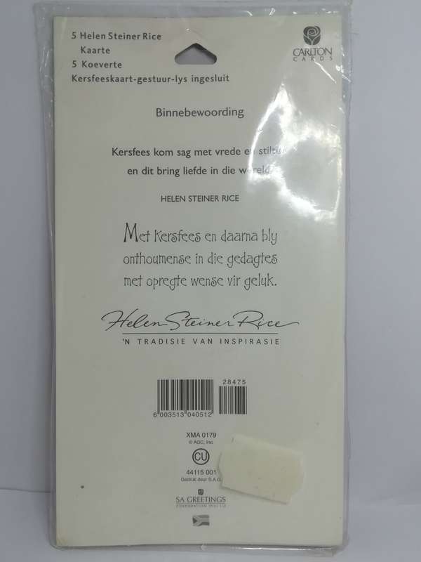 Greeting Card and Envelopes - Christmas - Style 18 - Afrikaans (5 Cards)