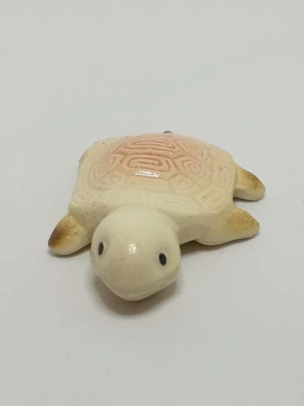 Miniature Cream & Dusty Pink Ceramic Tortoise - Design 1 (Miniature, suitable for printer's tray)