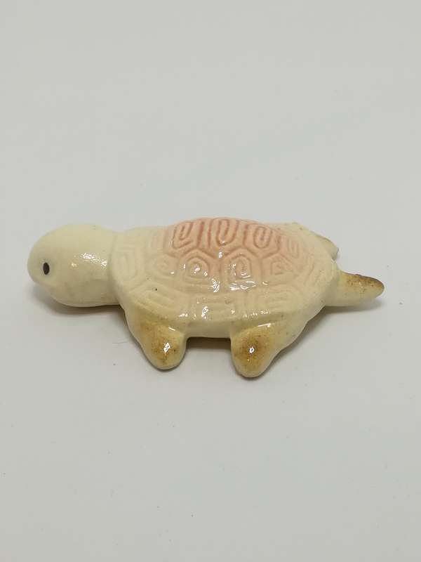Miniature Cream & Dusty Pink Ceramic Tortoise - Design 1 (Miniature, suitable for printer's tray)