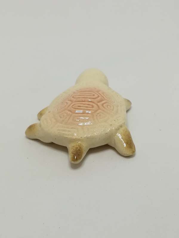Miniature Cream & Dusty Pink Ceramic Tortoise - Design 1 (Miniature, suitable for printer's tray)