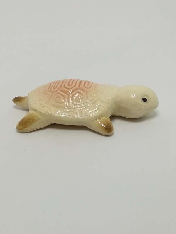 Miniature Cream & Dusty Pink Ceramic Tortoise - Design 1 (Miniature, suitable for printer's tray)