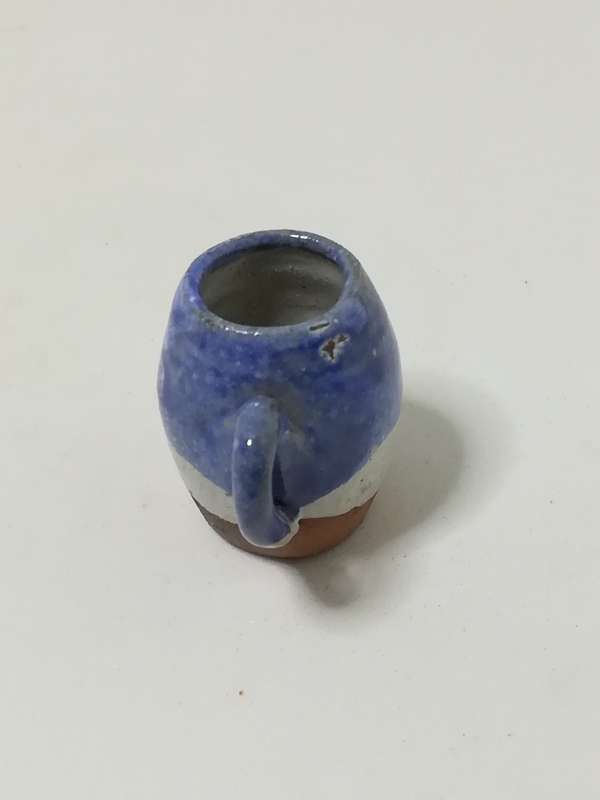 Miniature Brown, White, Blue Striped Coffee Mug