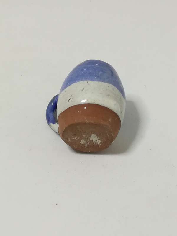 Miniature Brown, White, Blue Striped Coffee Mug