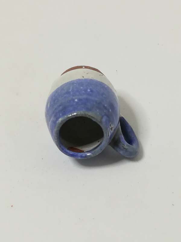 Miniature Brown, White, Blue Striped Coffee Mug