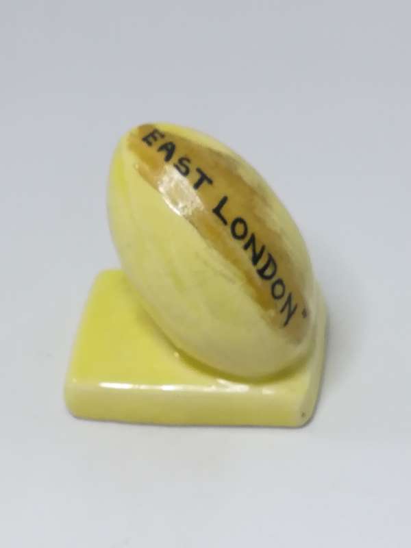 Miniature Ceramic Yellow Rugby Ball on Base (Miniature, suitable for printer's tray)