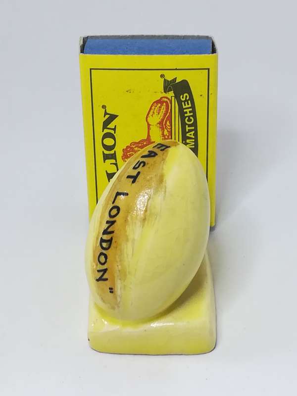 Miniature Ceramic Yellow Rugby Ball on Base (Miniature, suitable for printer's tray)