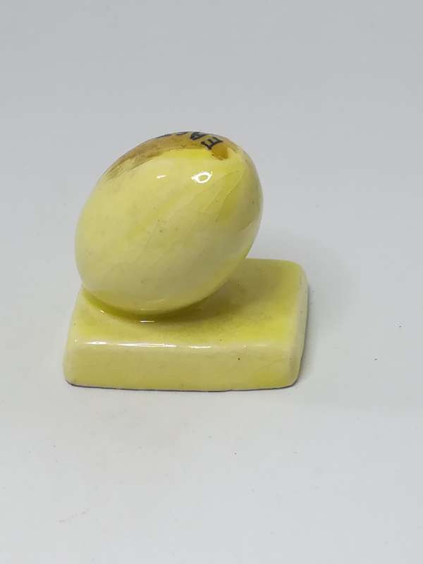 Miniature Ceramic Yellow Rugby Ball on Base (Miniature, suitable for printer's tray)