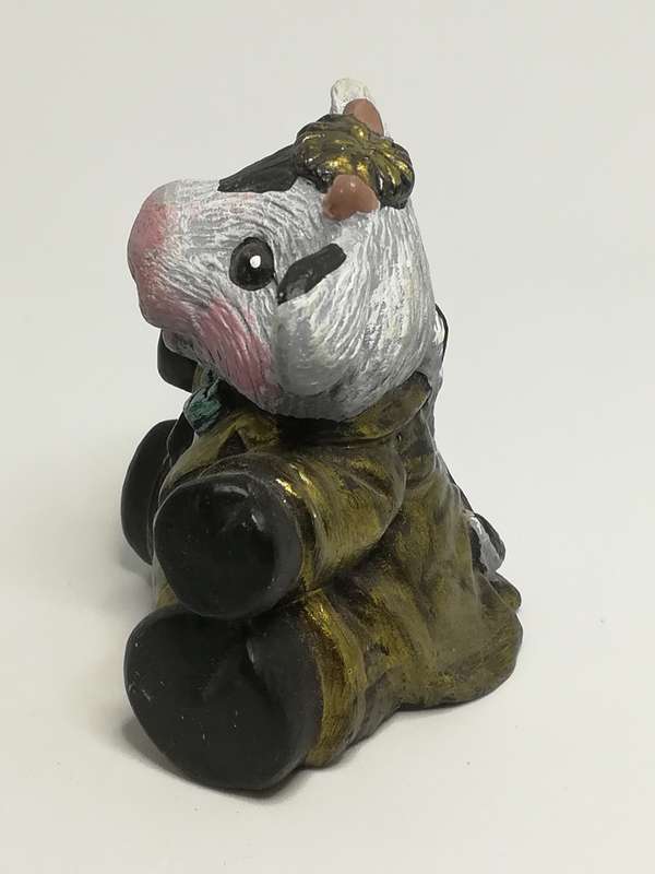 Small Black & White Cow with Pink Nose & Cheeks