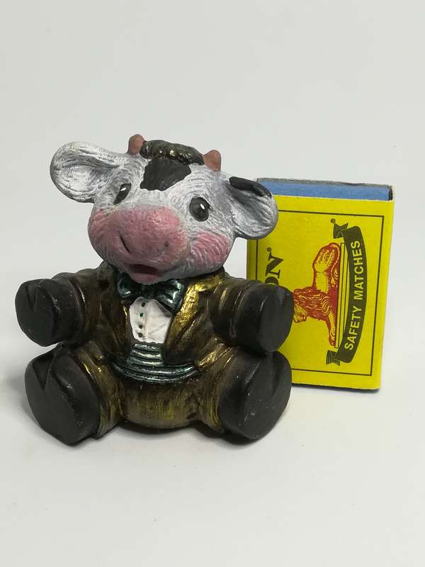 Small Black & White Cow with Pink Nose & Cheeks