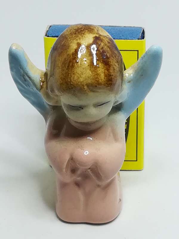 Ceramic Angel Pink with Blue Wings Praying (Miniature, suitable for printer's tray)