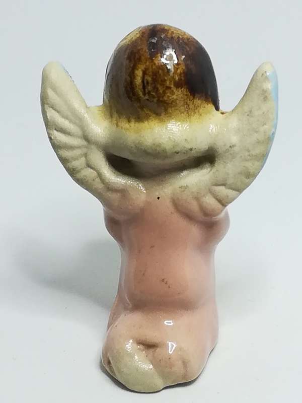 Ceramic Angel Pink with Blue Wings Praying (Miniature, suitable for printer's tray)
