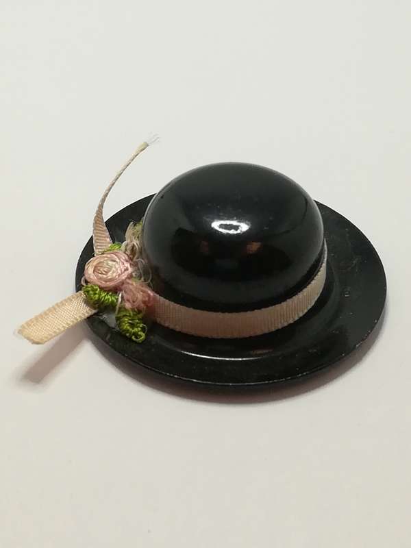 Miniature Black Ceramic Ladies Hat (Miniature, suitable for printer's tray)