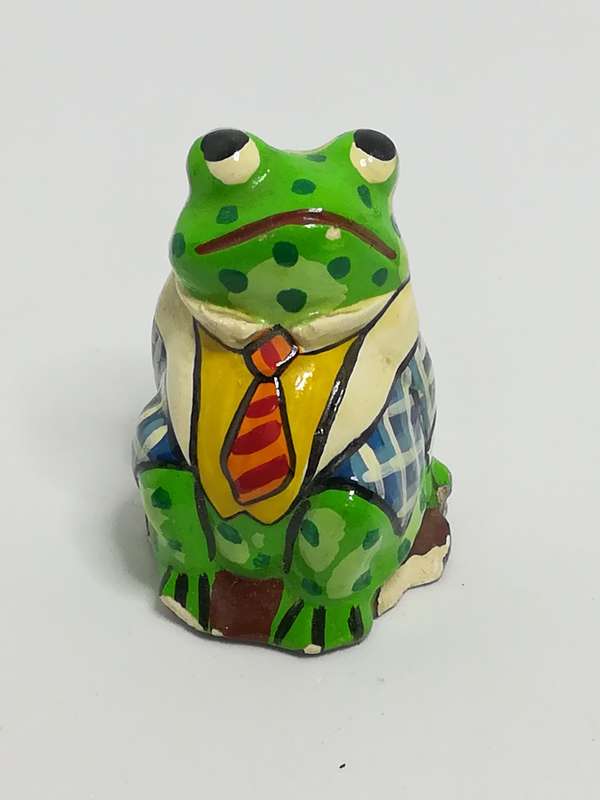 Miniature Ceramic Yellow, Light & Dark Green Frog (Miniature, suitable for printer's tray)