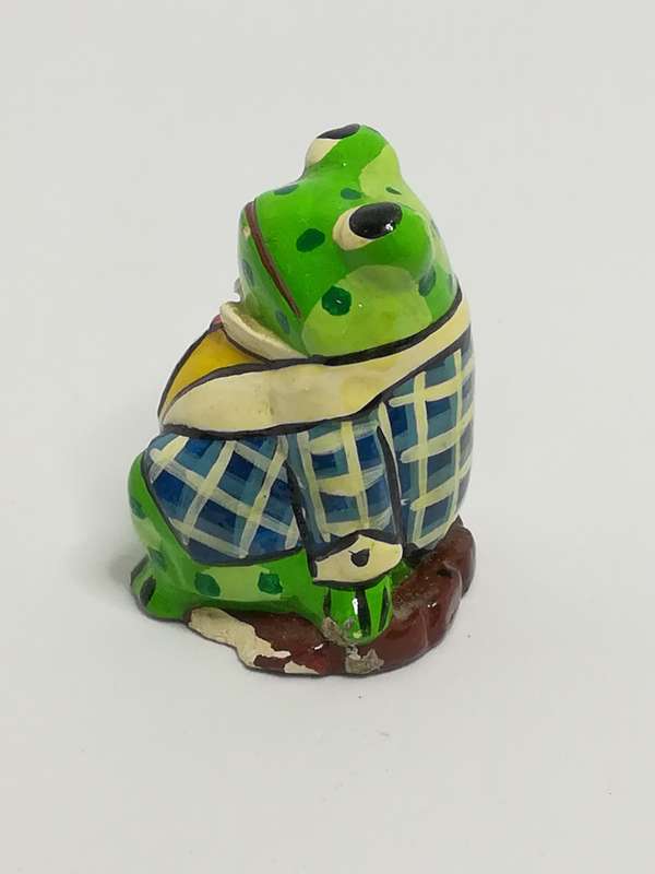 Miniature Ceramic Yellow, Light & Dark Green Frog (Miniature, suitable for printer's tray)