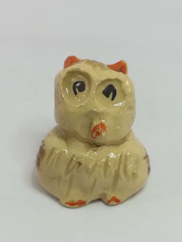 Miniature Ceramic Beige, Brown Owl Black Eyes & Orange Beak (Miniature, suitable for printer's tray)