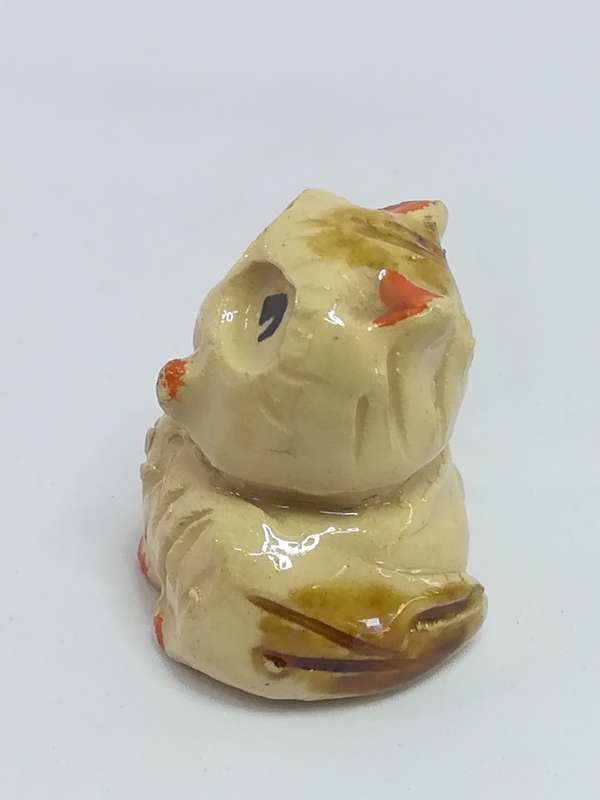 Miniature Ceramic Beige, Brown Owl Black Eyes & Orange Beak (Miniature, suitable for printer's tray)