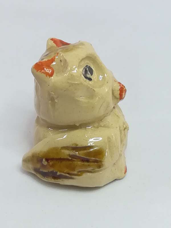 Miniature Ceramic Beige, Brown Owl Black Eyes & Orange Beak (Miniature, suitable for printer's tray)