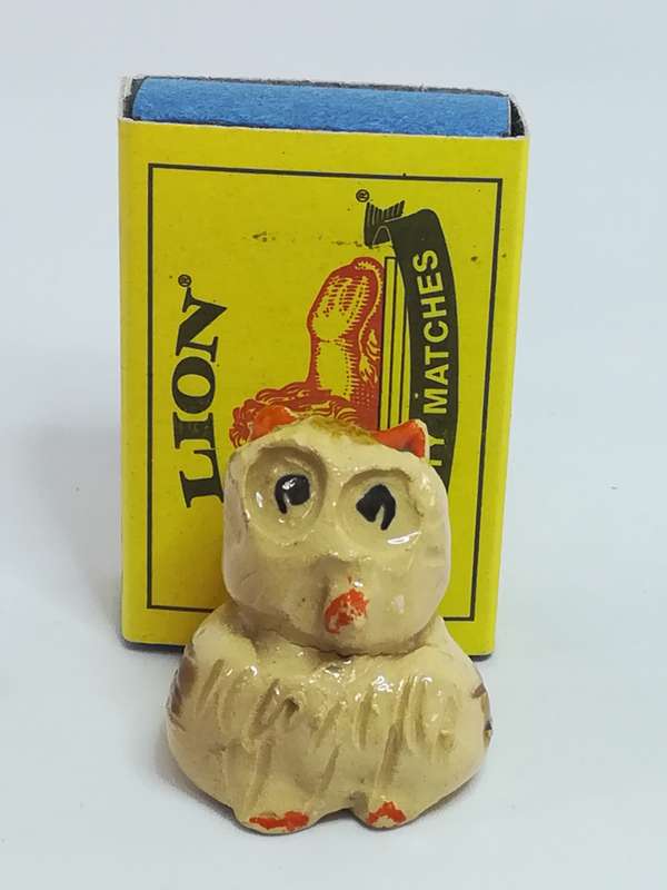 Miniature Ceramic Beige, Brown Owl Black Eyes & Orange Beak (Miniature, suitable for printer's tray)