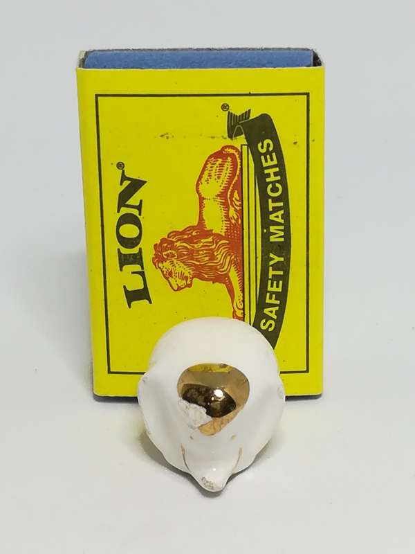 Miniature Ceramic White & Gold Elephant (Miniature, suitable for printer's tray)
