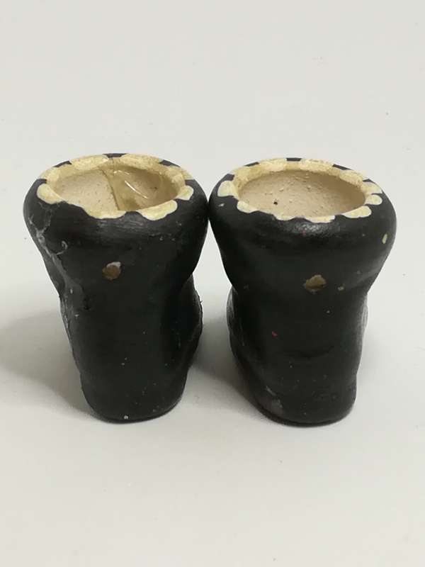 Miniature Black Ceramic Loafer Ankle Boots with Flower Painting (Miniature, suitable for printer'...