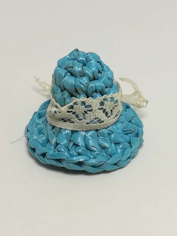 Miniature Blue Sun Hat with White Ribbon Made of Plastic (Miniature, suitable for printer's tray)
