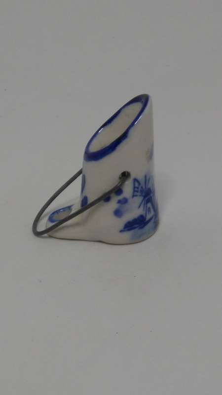 Miniature Ceramic Blue & White Delft Style Milk Bucket (Elesva Holland) (Miniature, suitable for ...
