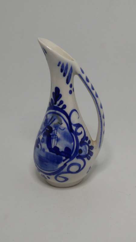 Small Ceramic Blue & White Delft Style Milk Jug (Elesva Holland)
