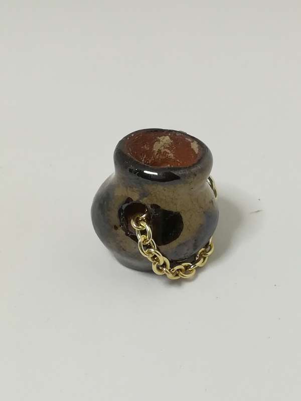Miniature Metal Pot with Chain (Miniature, suitable for printer's tray)