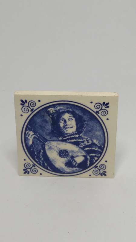 Miniature Ceramic Blue & White Delft Style Hand Printed Tile (Elesva Holland) (Miniature, suitabl...