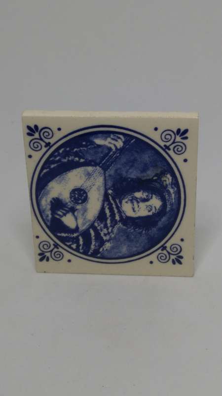 Miniature Ceramic Blue & White Delft Style Hand Printed Tile (Elesva Holland) (Miniature, suitabl...