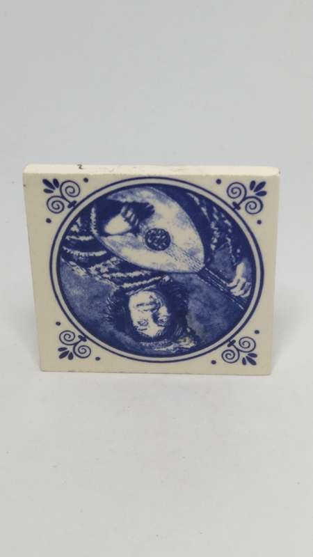 Miniature Ceramic Blue & White Delft Style Hand Printed Tile (Elesva Holland) (Miniature, suitabl...